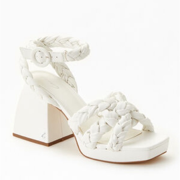 Sam Edelman Circus NY Mable Braided Platform Sandals Heels White - Picture 3 of 8